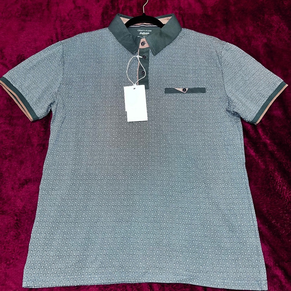 Charter Club Men's Patterned Gray Polo Shirt